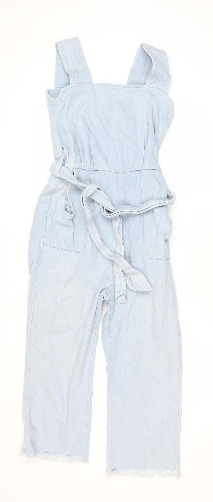 Liquor N Poker Women's Blue Denim Belted Jumpsuit Size 8