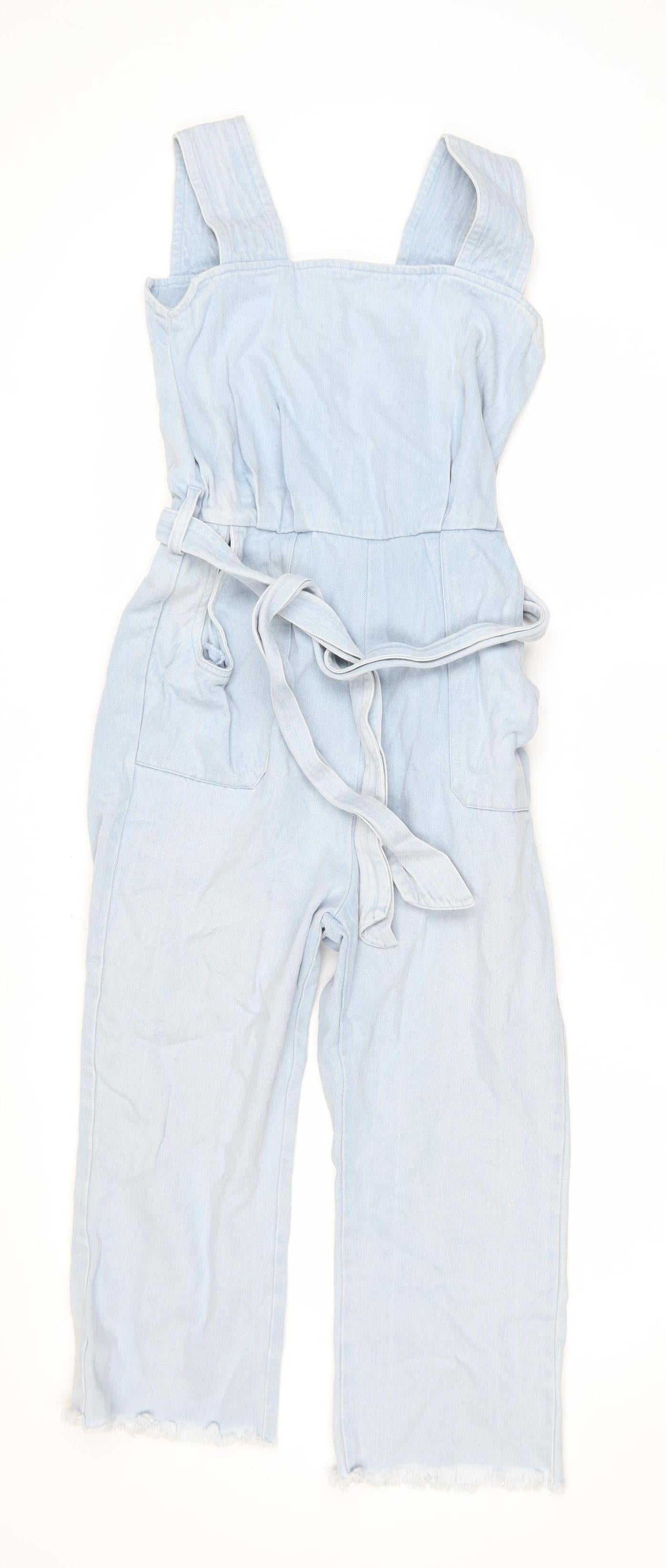 Liquor N Poker Women's Blue Denim Belted Jumpsuit Size 8