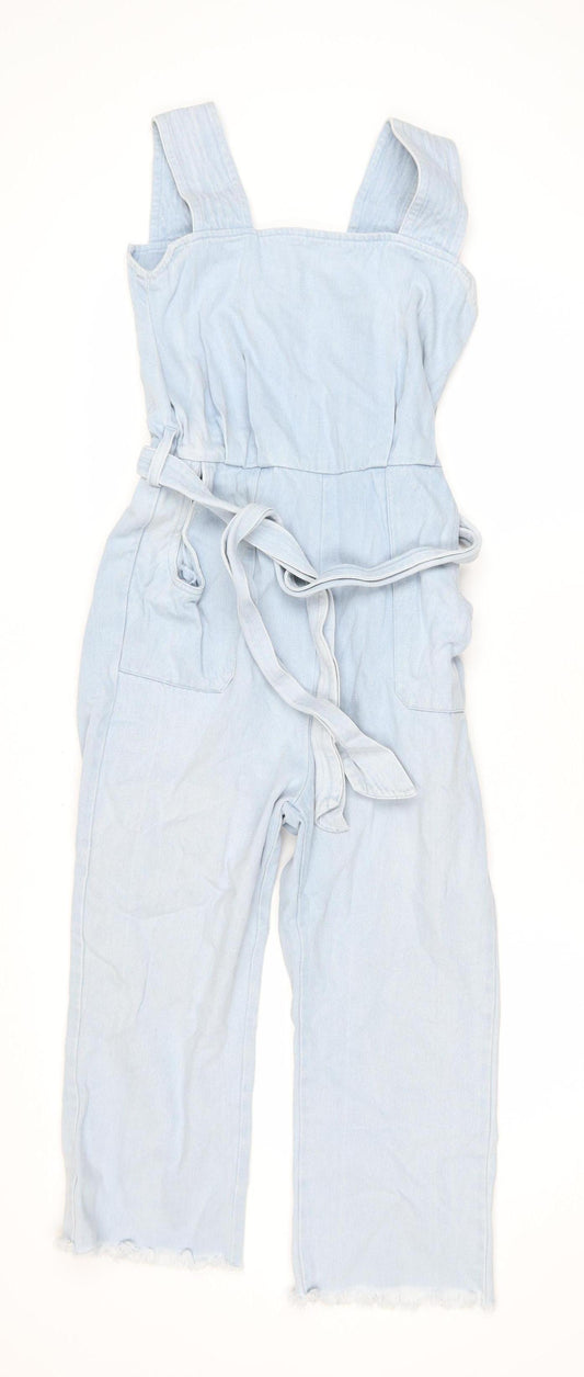 Liquor N Poker Women's Blue Denim Belted Jumpsuit Size 8