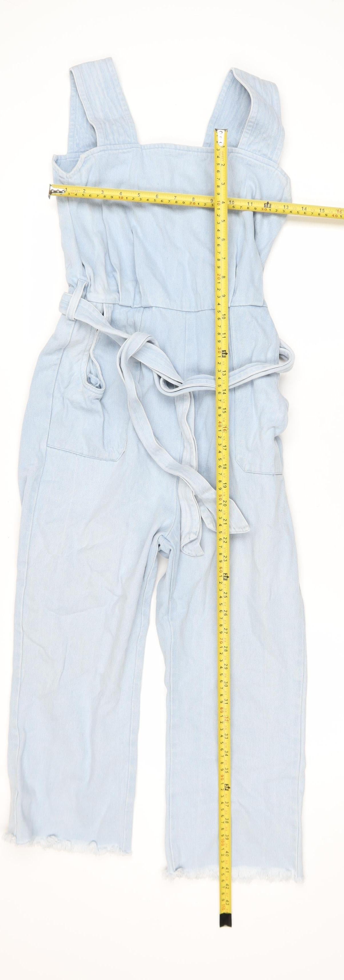 Liquor N Poker Women's Blue Denim Belted Jumpsuit Size 8