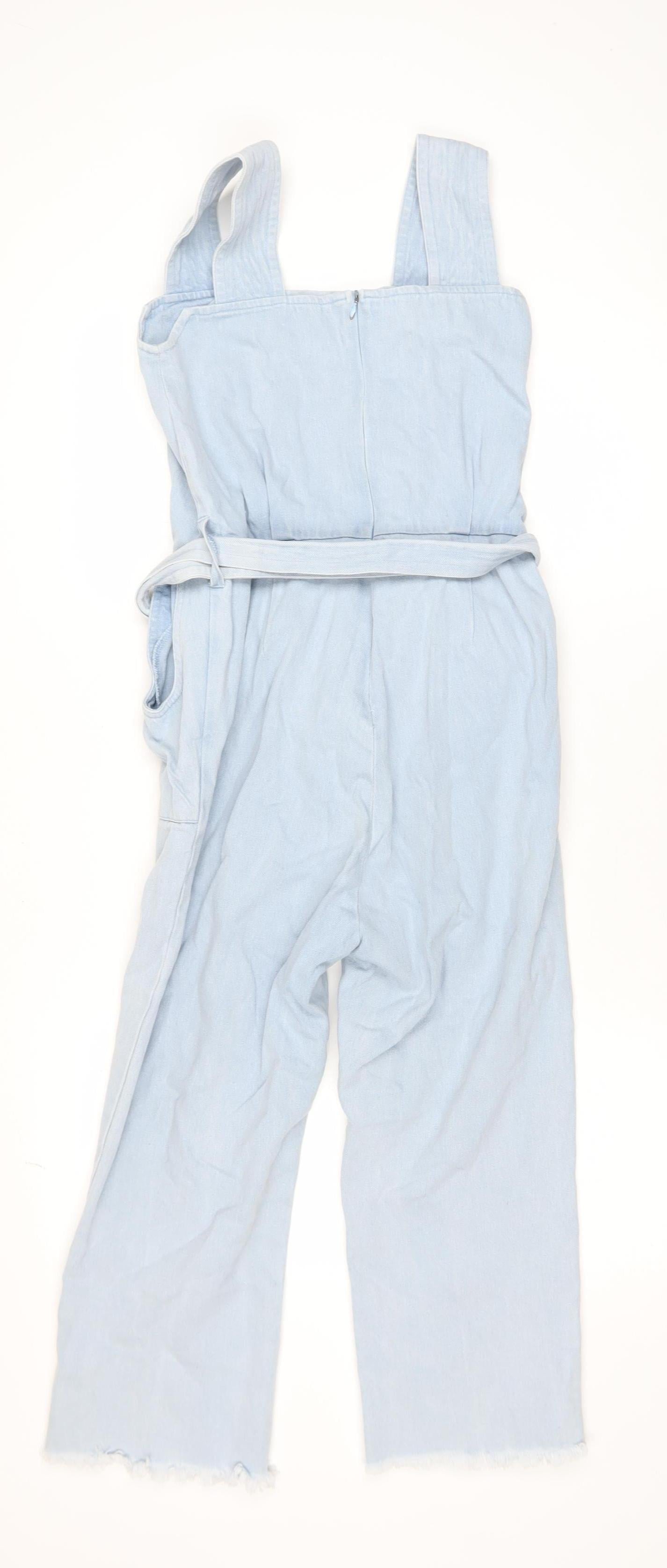Liquor N Poker Women's Blue Denim Belted Jumpsuit Size 8