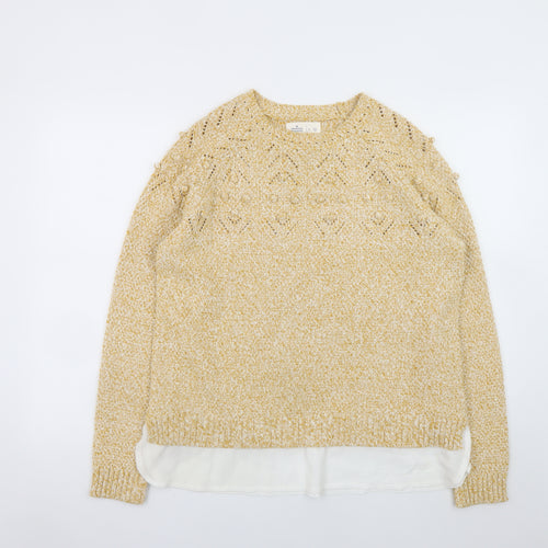 Springfield Women’s Beige Cotton Knit Jumper Size 12 Crew Neck