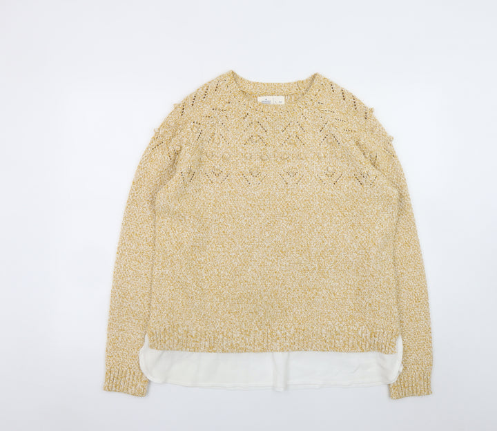 Springfield Women’s Beige Cotton Knit Jumper Size 12 Crew Neck