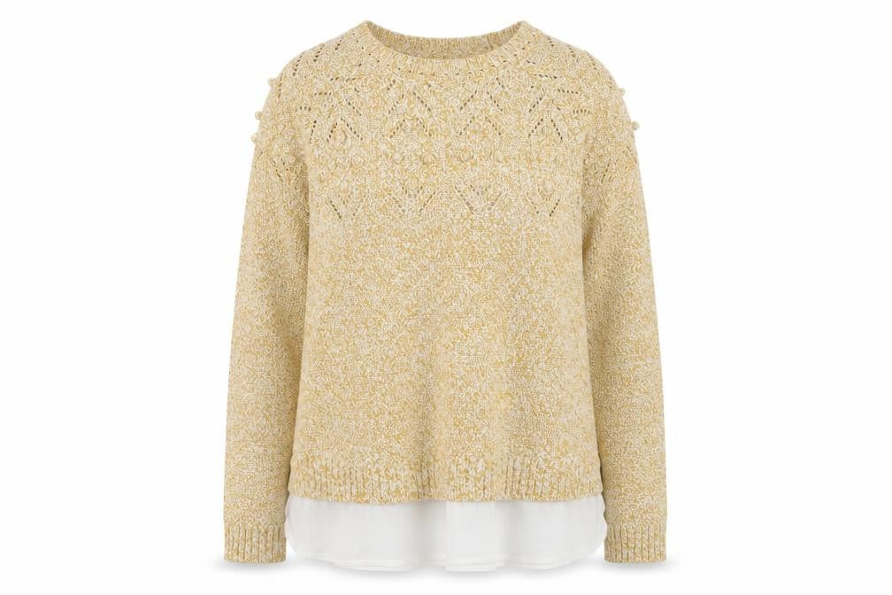 Springfield Women’s Beige Cotton Knit Jumper Size 12 Crew Neck