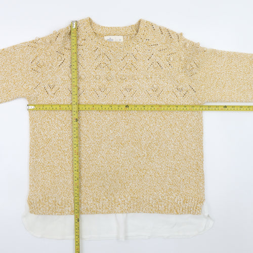 Springfield Women’s Beige Cotton Knit Jumper Size 12 Crew Neck