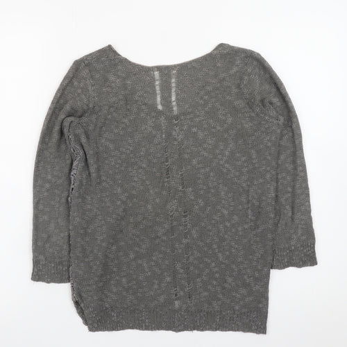 River Island Womens Grey Long Sleeve Pullover Jumper Size 6 Lace Detail