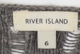 River Island Womens Grey Long Sleeve Pullover Jumper Size 6 Lace Detail