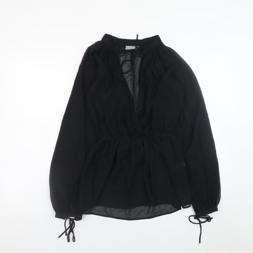 ASOS Women’s Black Wrap Chiffon Blouse Size 6 Long Sleeve V-Neck