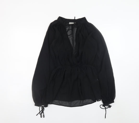 ASOS Women’s Black Wrap Chiffon Blouse Size 6 Long Sleeve V-Neck