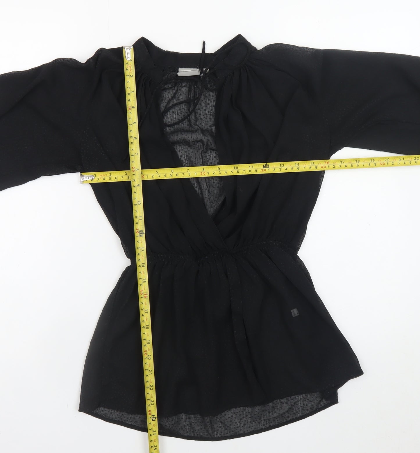 ASOS Women’s Black Wrap Chiffon Blouse Size 6 Long Sleeve V-Neck