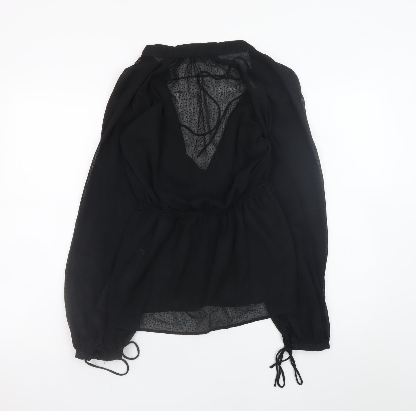 ASOS Women’s Black Wrap Chiffon Blouse Size 6 Long Sleeve V-Neck