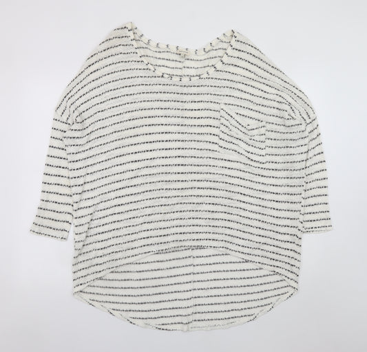 River Island Women's Black White Striped Jersey Top Size 16