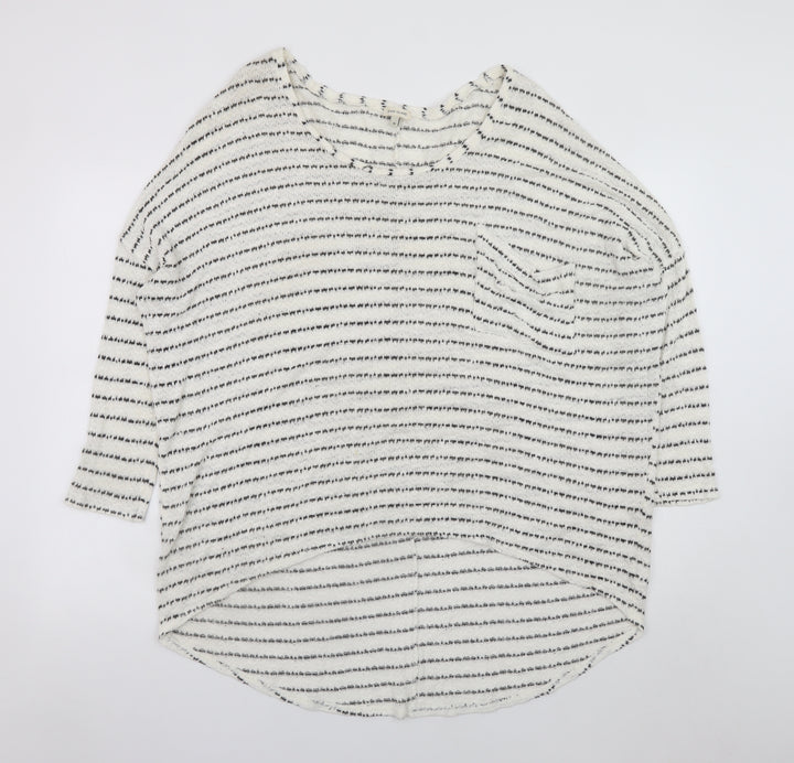 River Island Women's Black White Striped Jersey Top Size 16