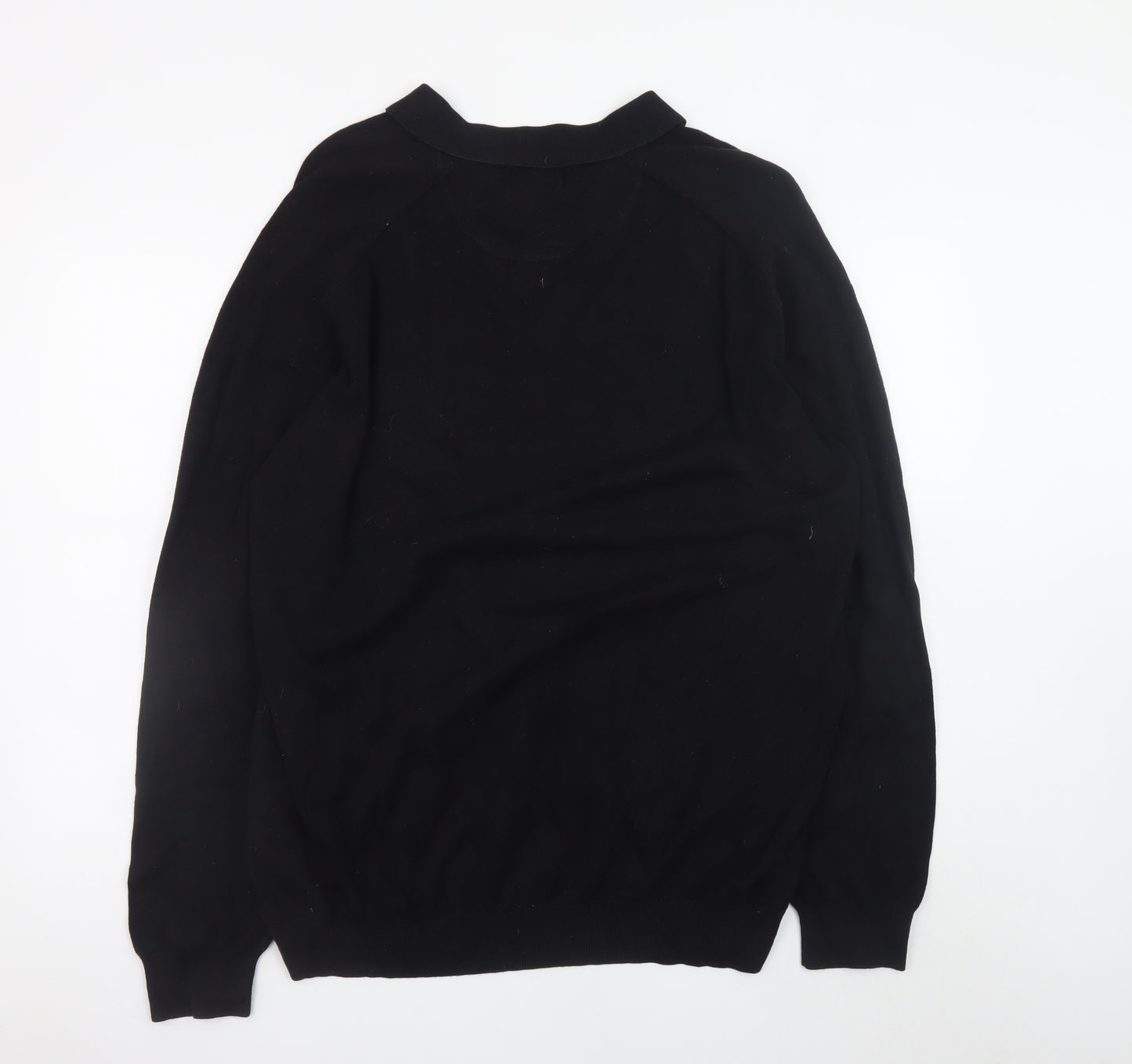 EASY Men’s Black 2XL Collared Long Sleeve Button-Up Cotton Jumper