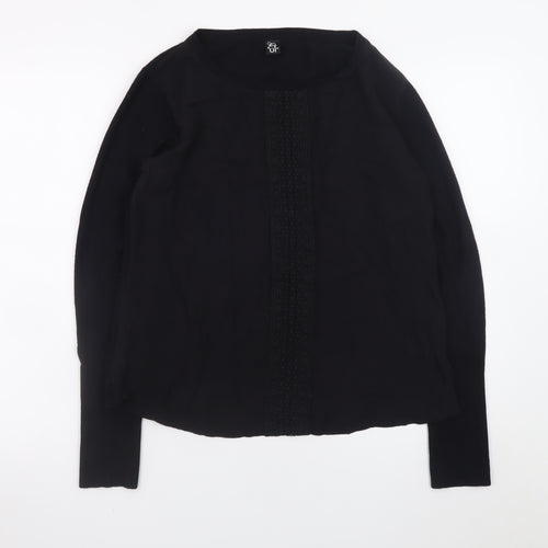 Et Vous Women's Black Long Sleeve Rayon Nylon Blouse M