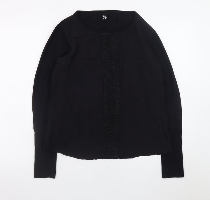 Et Vous Women's Black Long Sleeve Rayon Nylon Blouse M