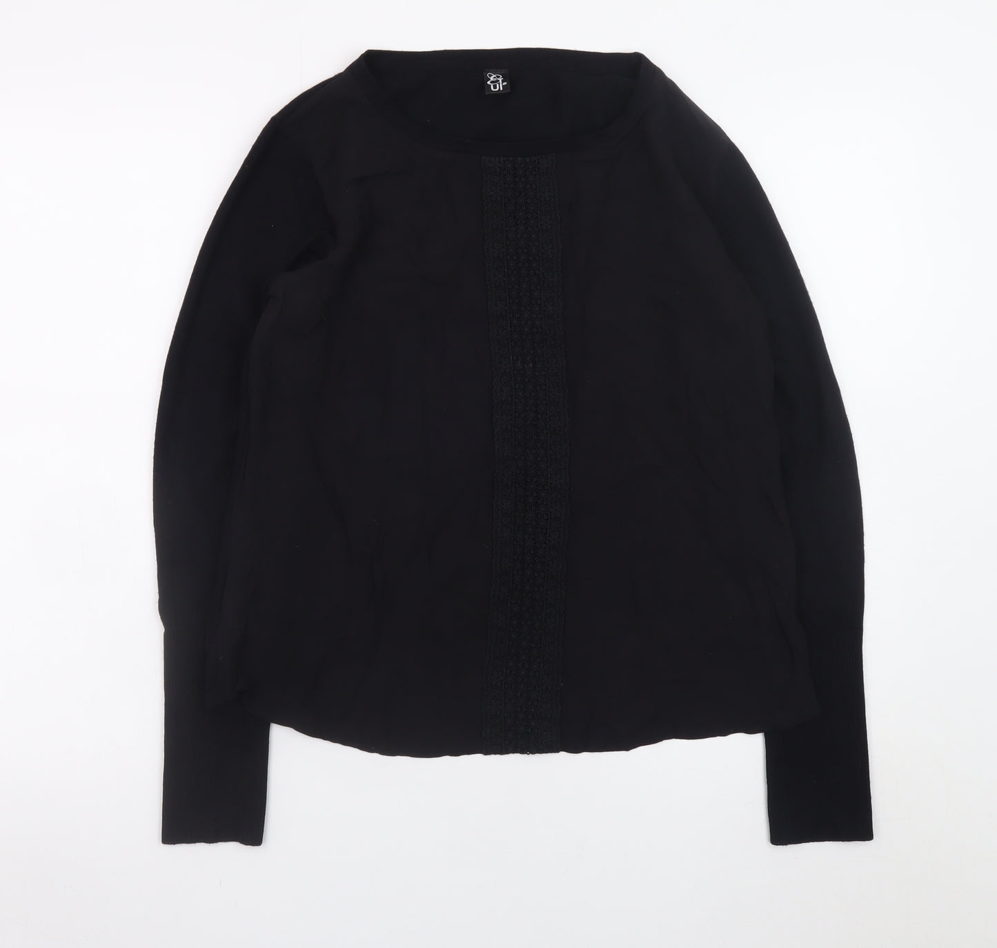 Et Vous Women's Black Long Sleeve Rayon Nylon Blouse M