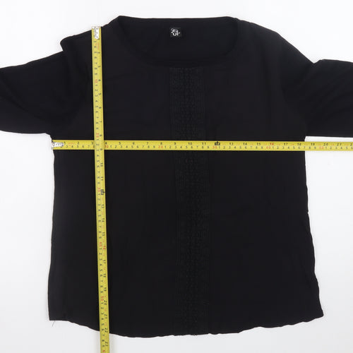 Et Vous Women's Black Long Sleeve Rayon Nylon Blouse M