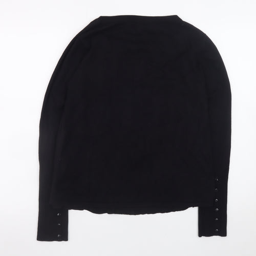 Et Vous Women's Black Long Sleeve Rayon Nylon Blouse M