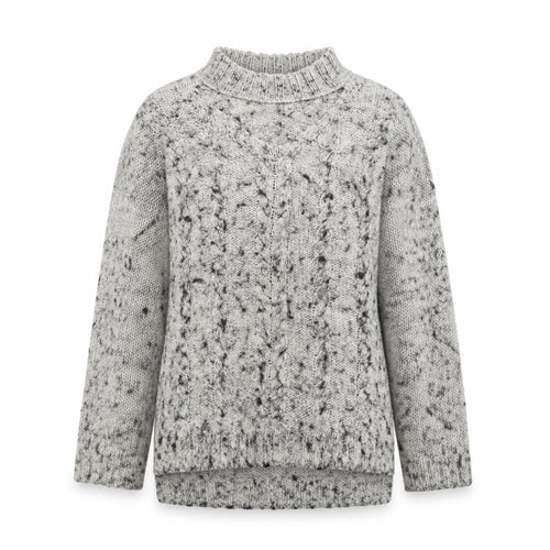 Pimkie Women's Grey Chunky-Knit V-Neck Wool Blend Jumper Size M
