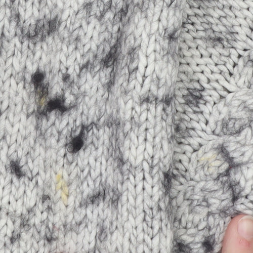 Pimkie Women's Grey Chunky-Knit V-Neck Wool Blend Jumper Size M