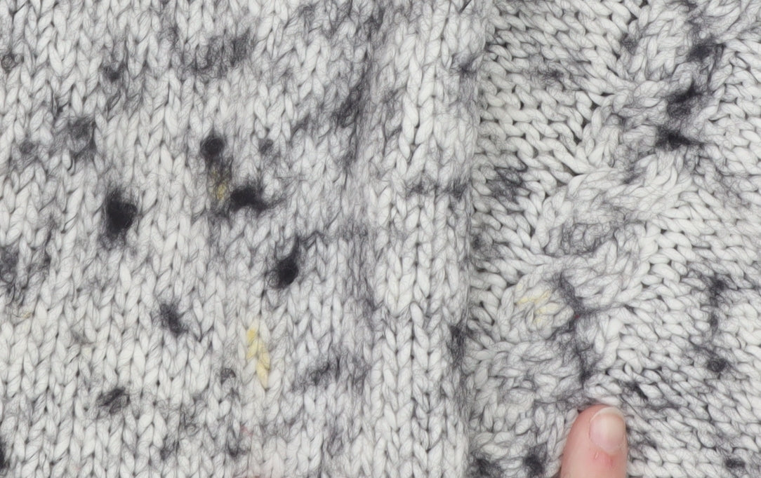 Pimkie Women's Grey Chunky-Knit V-Neck Wool Blend Jumper Size M