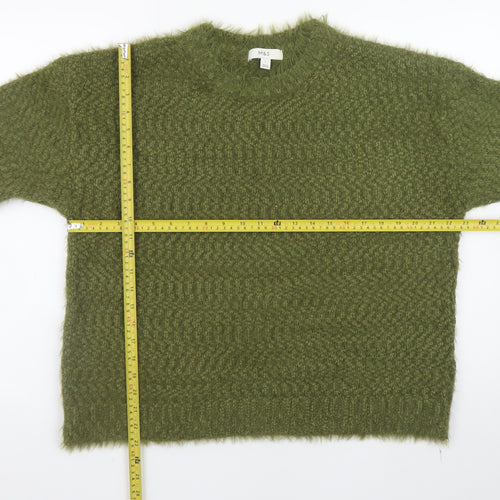 Marks and Spencer Women Green L Knit Jumper Crew Neck Long Sleeve