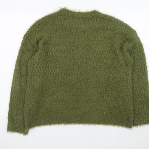 Marks and Spencer Women Green L Knit Jumper Crew Neck Long Sleeve