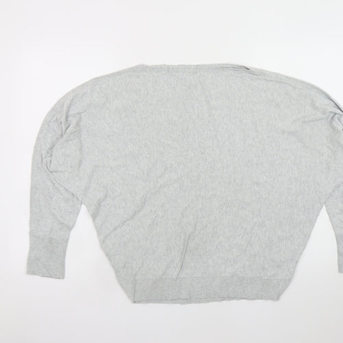 AllSaints Women's Grey Relaxed Long Sleeve Jersey Top Size L