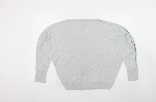 AllSaints Women's Grey Relaxed Long Sleeve Jersey Top Size L
