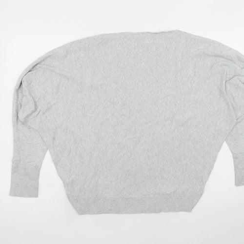 AllSaints Women's Grey Relaxed Long Sleeve Jersey Top Size L