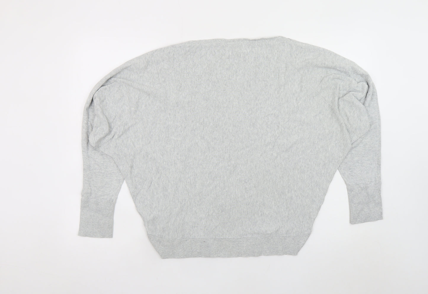 AllSaints Women's Grey Relaxed Long Sleeve Jersey Top Size L