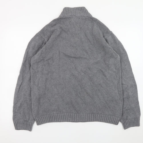 Chaps Men’s Grey Cotton 1/4 Zip Knit Jumper Size L