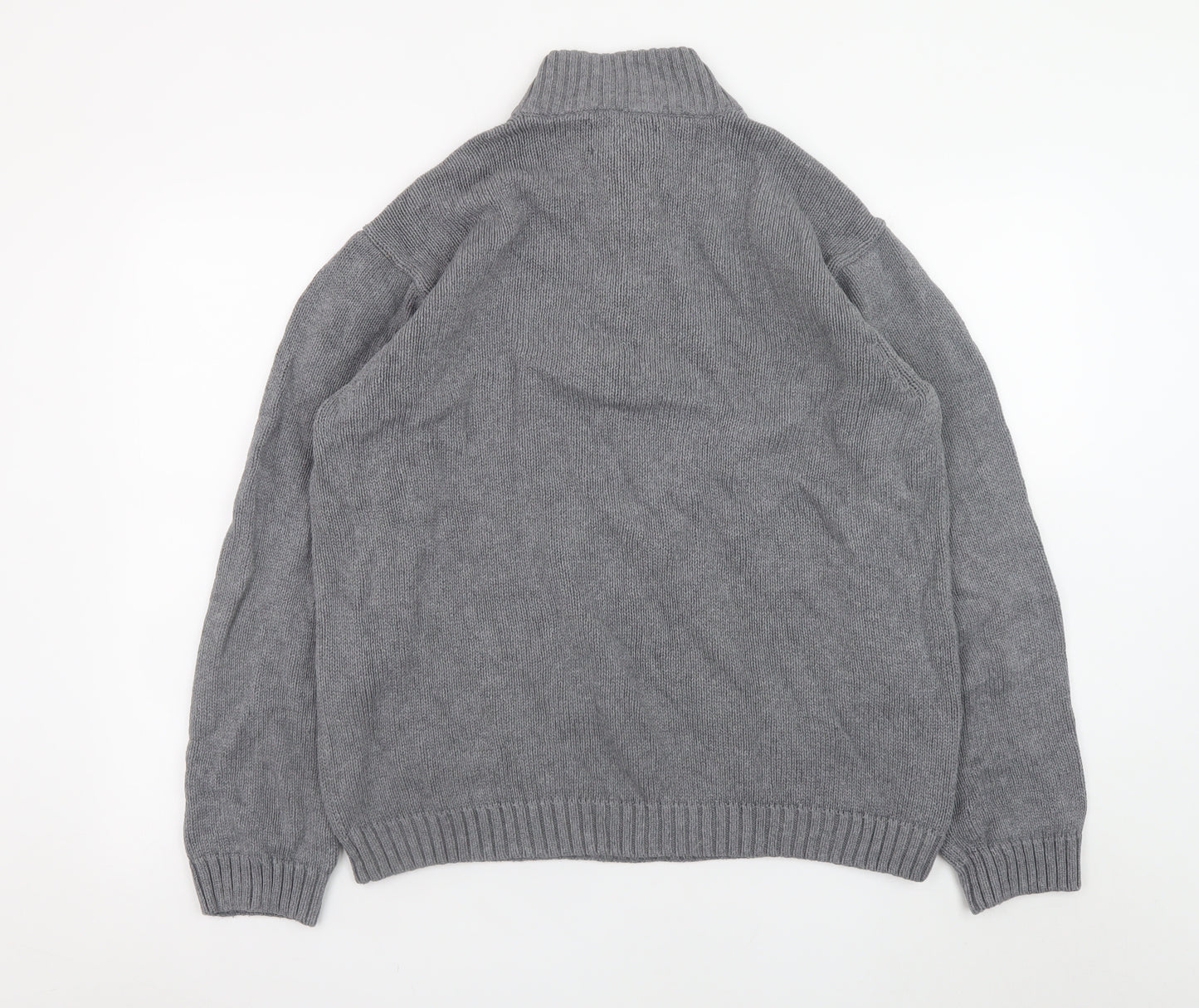 Chaps Men’s Grey Cotton 1/4 Zip Knit Jumper Size L