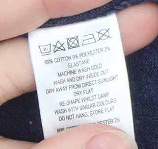 French Connection Men's Blue Cotton Blend Crew Neck Jumper L