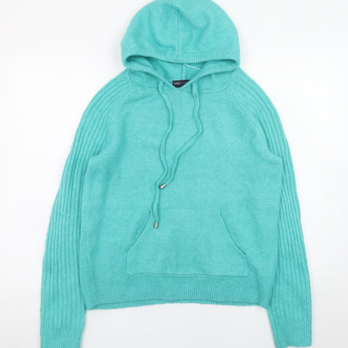 Marks and Spencer Women's Green Hooded Knit Jumper Small