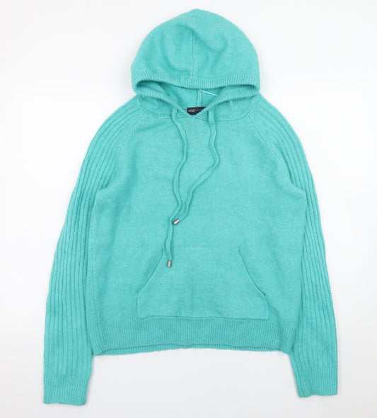 Marks and Spencer Women's Green Hooded Knit Jumper Small