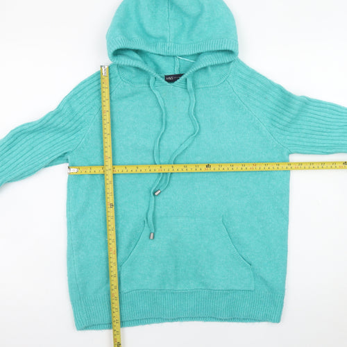 Marks and Spencer Women's Green Hooded Knit Jumper Small