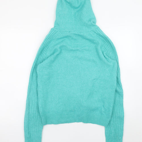 Marks and Spencer Women's Green Hooded Knit Jumper Small