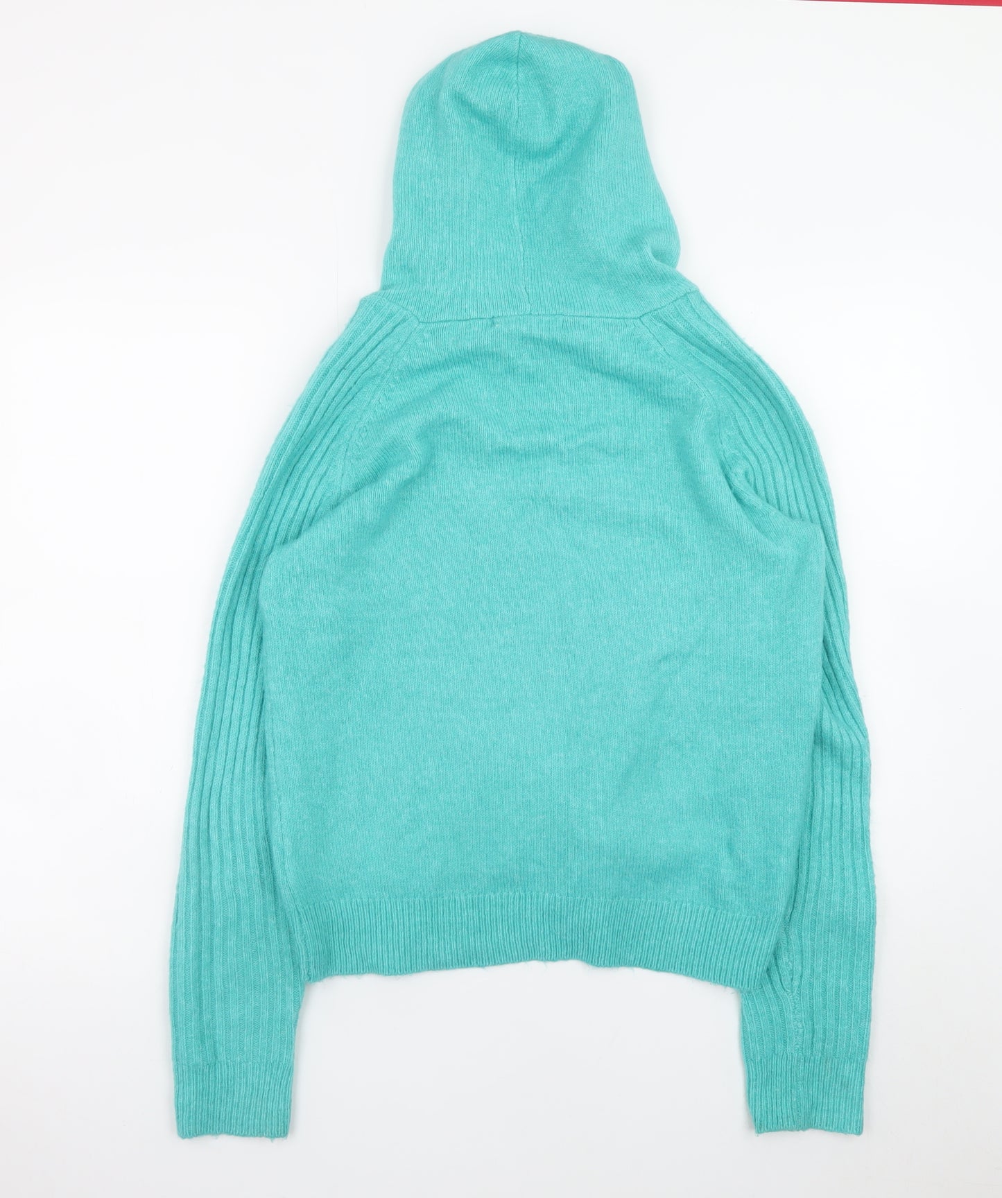 Marks and Spencer Women's Green Hooded Knit Jumper Small