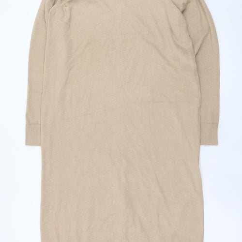b.young Women’s Beige Roll Neck Midi Knit Sweater Dress M