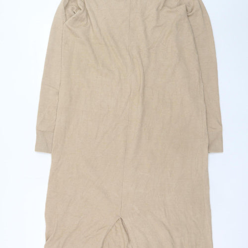 b.young Women’s Beige Roll Neck Midi Knit Sweater Dress M