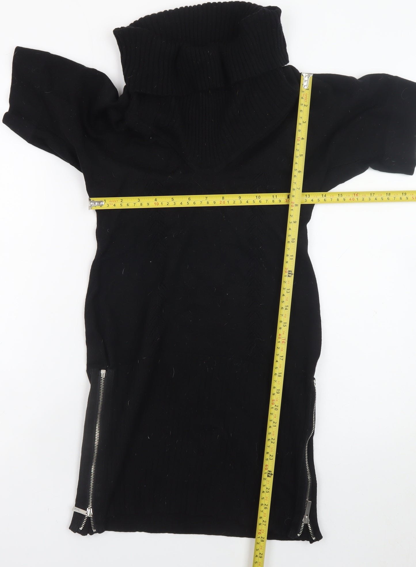 Karen Millen Women’s Black Bodycon Knit Roll Neck Dress Size 8