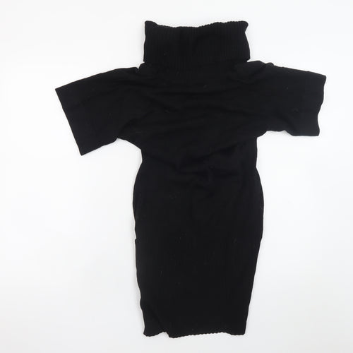 Karen Millen Women’s Black Bodycon Knit Roll Neck Dress Size 8