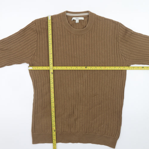 River Island Men's Brown Cotton Crew Neck Waffle Knit Jumper Size M