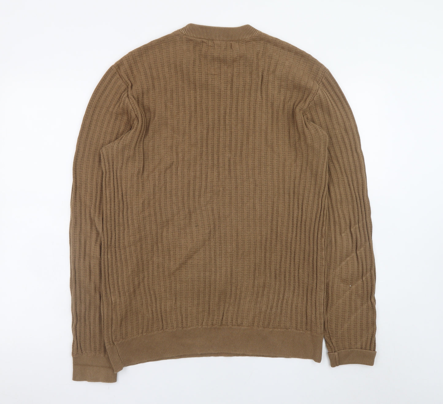River Island Men's Brown Cotton Crew Neck Waffle Knit Jumper Size M