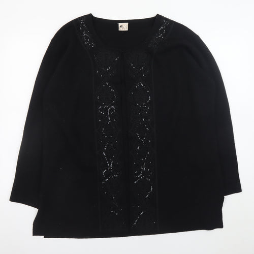 Elvi Women’s Black Long Sleeve Sequin Knit Cardigan Size 2