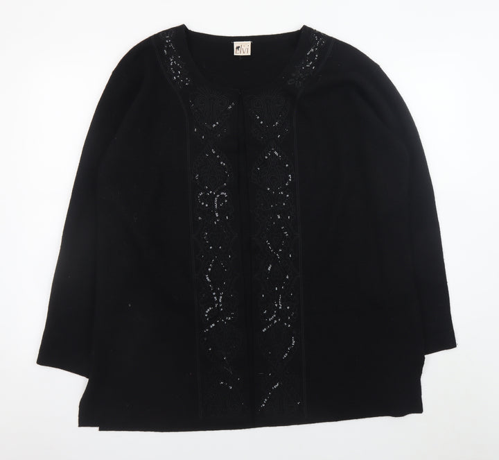Elvi Women’s Black Long Sleeve Sequin Knit Cardigan Size 2