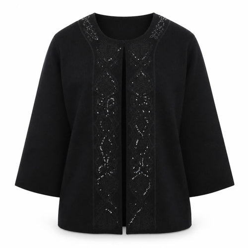 Elvi Women’s Black Long Sleeve Sequin Knit Cardigan Size 2
