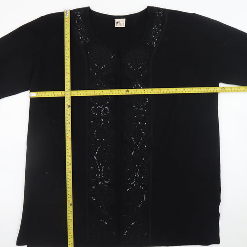 Elvi Women’s Black Long Sleeve Sequin Knit Cardigan Size 2